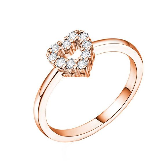 Bague en zircon en forme de coeur avec diamant artificiel créatif - Or de Rose US 10