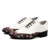Chaussures de travail décontractées pour hommes en cuir à fleurs - Blanc EU 41