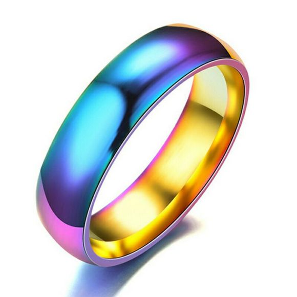 Anneaux d'acier inoxydable d'arc-en-ciel de mode simples anneaux titaniques d'acier de titane exquis - multicolor US 6
