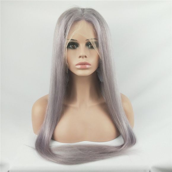 Perruques Full Lace de couleur grise soyeux droite brésilienne vierge de cheveux humains - Gris Clair 28 INCH