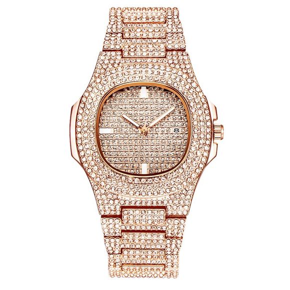 Montre de mode montres de femmes de quartz d'acier inoxydable d'or de rose d'or imperméable - Or de Rose 