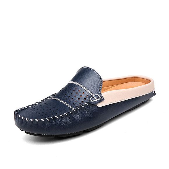 Demi-chaussons pour hommes Slip On Spring / Summer Shoes Homme Chaussures plates en cuir souple - Bleu EU 41