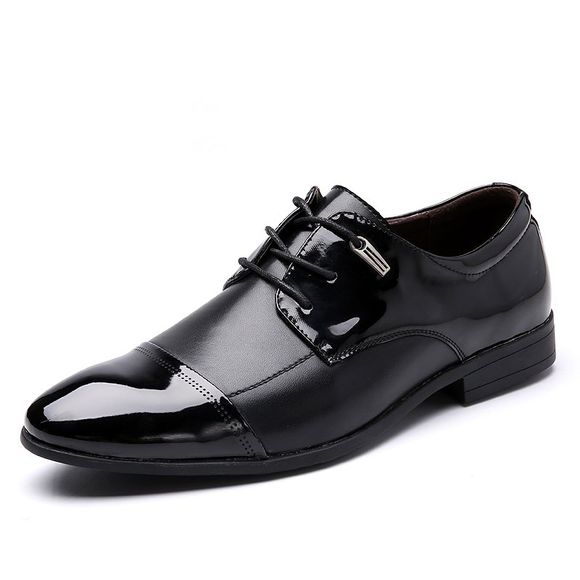 2019 Chaussures de travail à lacets en cuir pour hommes d'affaires - Noir EU 41