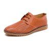 Chaussures de loisirs en cuir pour hommes d'affaires d'été Chaussures à lacets respirant Chaussures plates - Café profond EU 45