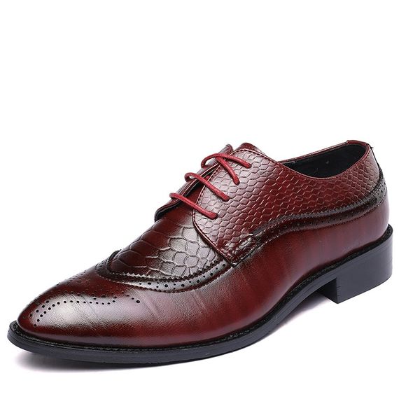 Chaussures en cuir habillées pour hommes - Rouge Vineux EU 48