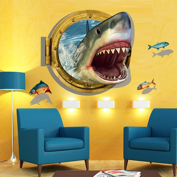 Requin féroce 3D auto-adhésif salon chambre canapé décoration Creative Wa - multicolor 2PCS