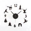 Horloge Murale Muette Créative 3D DIY de Yoga - Noir 70X70CM