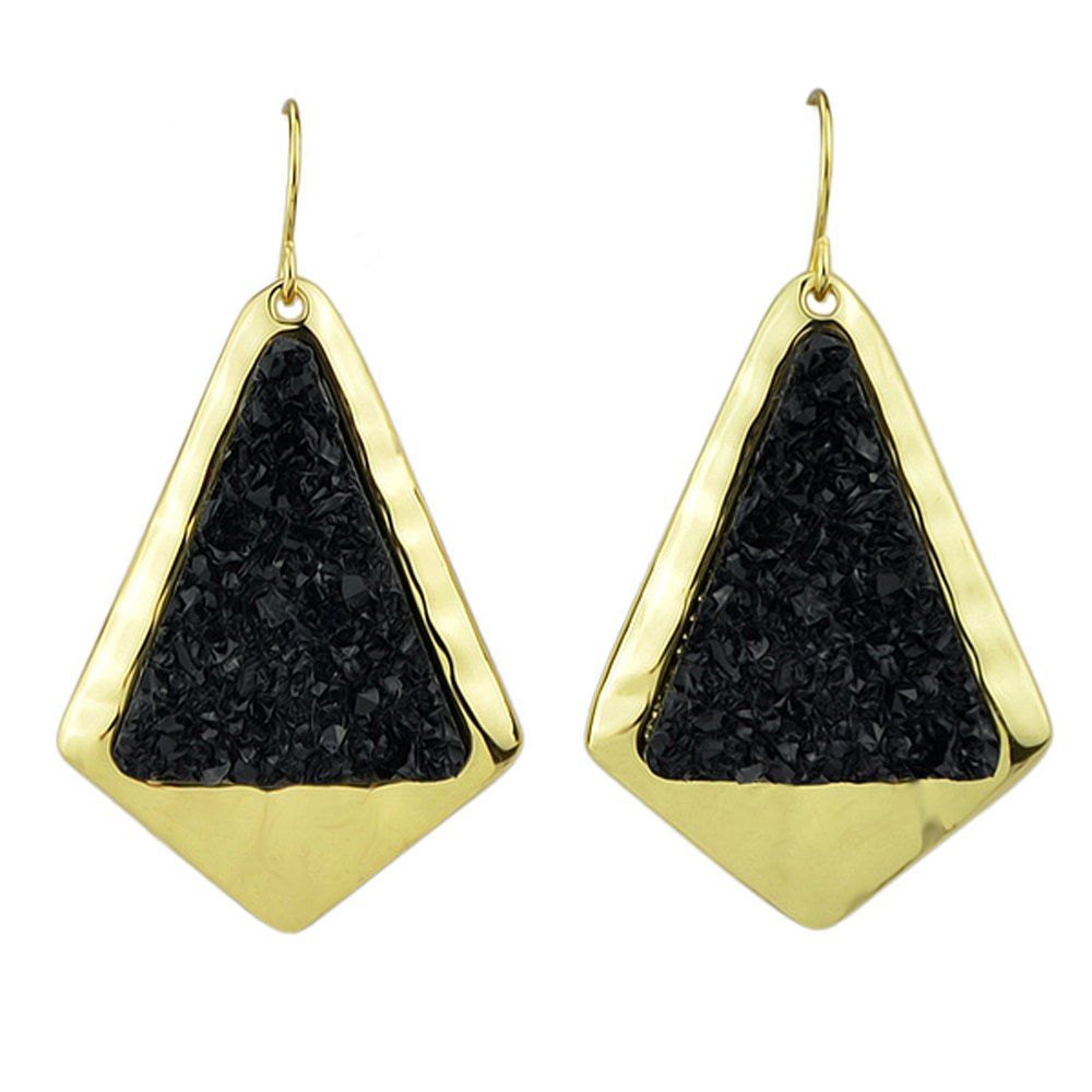 

Fashion Black Volcanic Stone Pendant Earrings