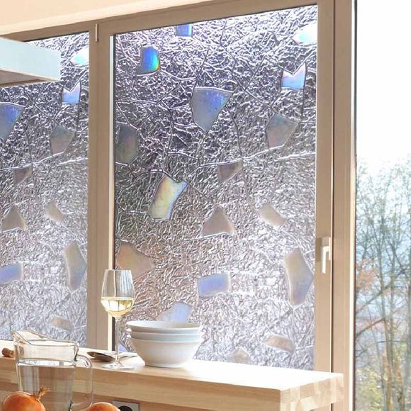 Autocollant de mur de film de fenêtre de PVC d'impression 3D de géométrie créative - Transparent 100X45CM