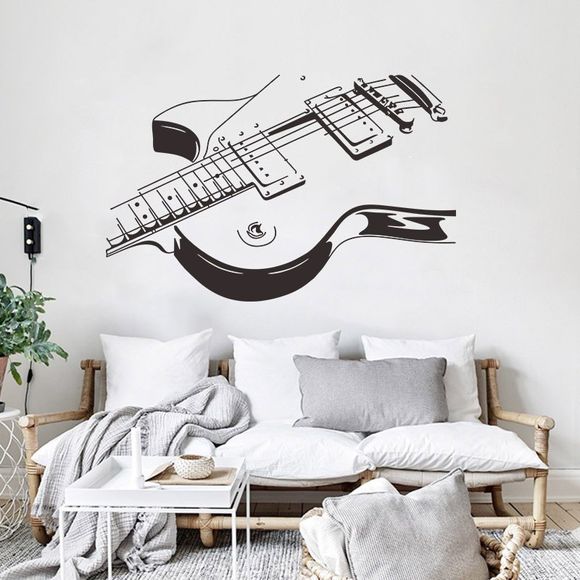 Stickers muraux décoratifs musique guitare chambre - Noir 1PC