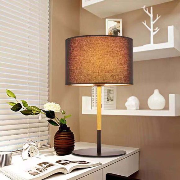 Lampe de table moderne en tissu avec abat-jour circulaire - Brun 35*47