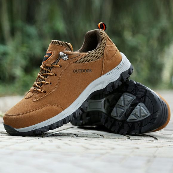 Chaussures de randonnée pour hommes Chaussures de trekking extérieures en cuir imperméables et daim - Brun Légère EU 42