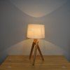 Lampe de table trépied réglable en bois massif - Blanc 1PC