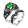 Skull Ring Set for Women Men Punk Jewelry Charm Noir Rond Bague Zircone Cubique - Vert Jade US 9