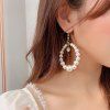 Temperament Lady Diamond Pendant Ring Bague en alliage de perles irrégulière - Blanc 1 PAIR
