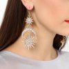 Boucles d'oreilles pendantes en alliage de diamant combinées exagérées soleil et lune - Or 1 PAIR