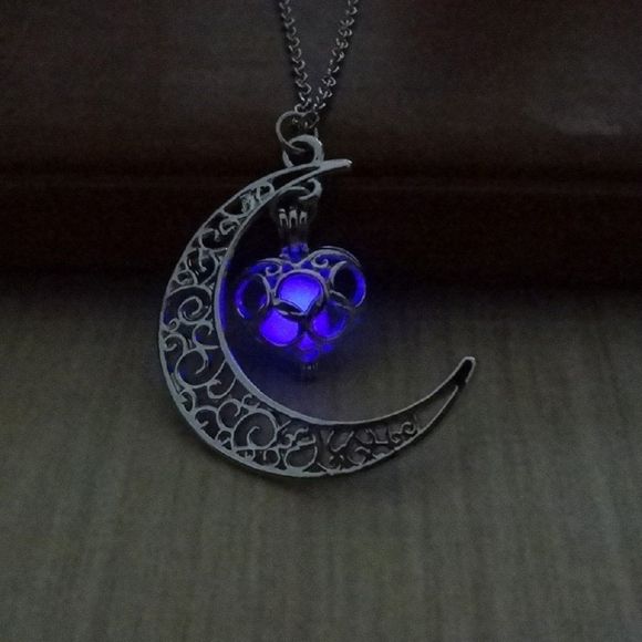 Collier de collier lumineux collier tour de cou coeur de lune creux - Pourpre 