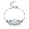 Bracelet de crâne de cristal de zircon de coeur de mode noir d'amour cadeau des femmes - Argent 