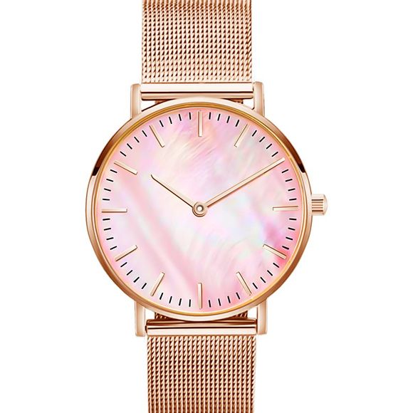 Montres de quartz ultra mince de montre de robe de bracelet de dames de mode de bande ultra mince de femmes - Or de Rose 