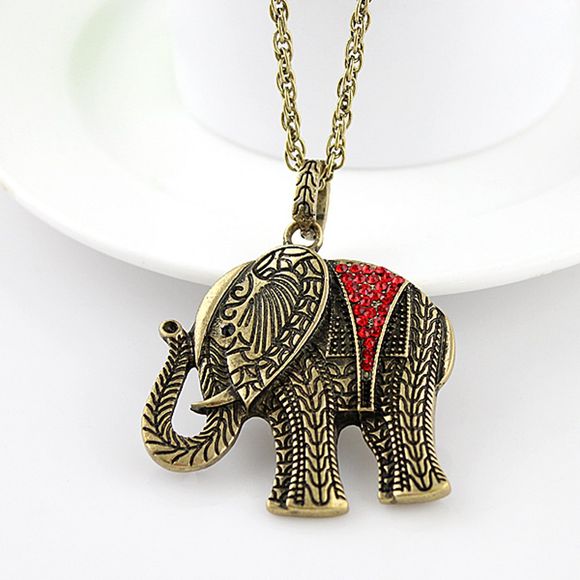 Collier à la mode antique pendentif éléphant indien doré - Or 