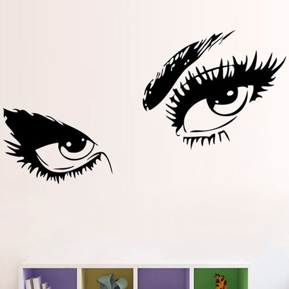 Sticker mural amovible motif charmant yeux - Noir 42X39CM