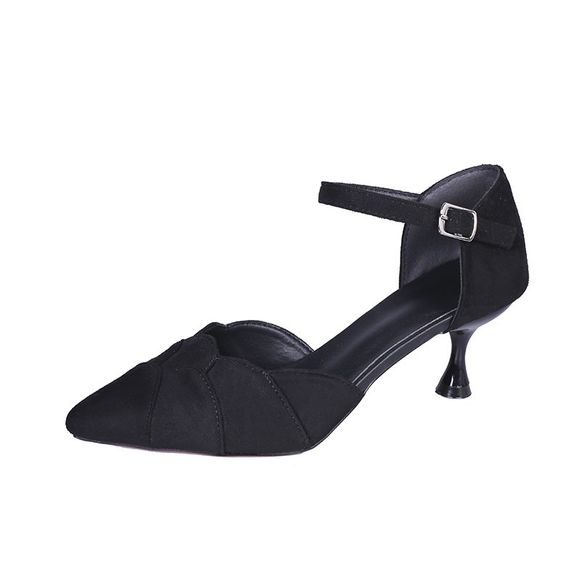Mode Motif Creux avec Pétales Sandales Femme Chaussures simples 116 - Noir EU 39