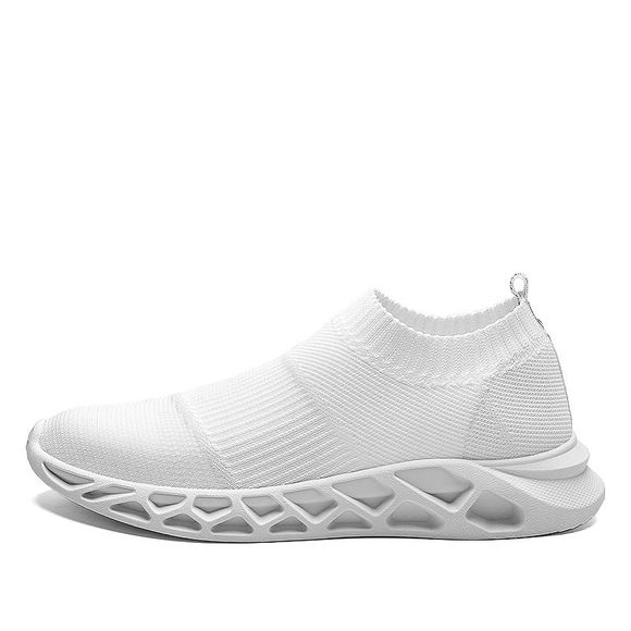 Chaussures de sport décontractées pour hommes, chaussures tissées respirantes en mesh, à la mode, chaussures sauvages S7701 - Blanc EU 44
