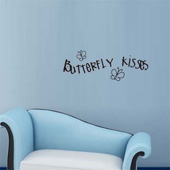 Sticker mural stickers muraux papillons bisous Art Apothegm - Noir 20.5*57CM
