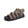 Cravate de mode de fond plat chaussures de plage femme sandale 168 - Kaki Foncé EU 38