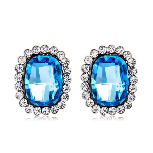 Boucles d'oreilles à cristaux Biue en argent plaqué de zircon - Bleu Cristal 
