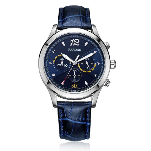 Montre de sport chronographe en acier inoxydable Rarone 316L au poignet - Bleu 1PC