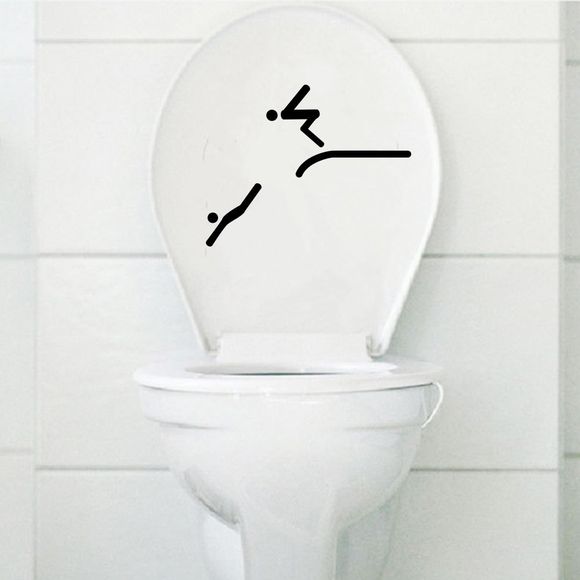 Sticker toilette de plongée créatif pour décoration de salle de bain - Noir 22*32CM