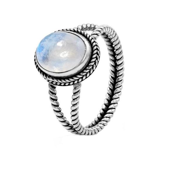 Mode créatif simple anneau de pierres précieuses géométrique oeil de cheval - Argent US 8
