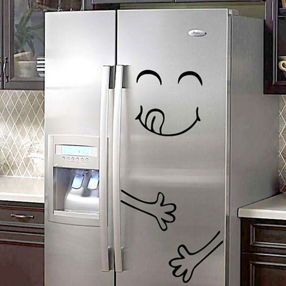 Créativité Visage heureux autocollant de réfrigérateur Affiche imperméable de mur amovible de PVC - multicolor A 20*28*0.1CM