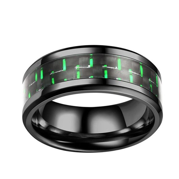 Neutre Tri couleur fibre de carbone Couple cool Anneaux S Engagement Bijoux de mariage - Vert US 9