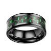 Neutre Tri couleur fibre de carbone Couple cool Anneaux S Engagement Bijoux de mariage - Vert US 13