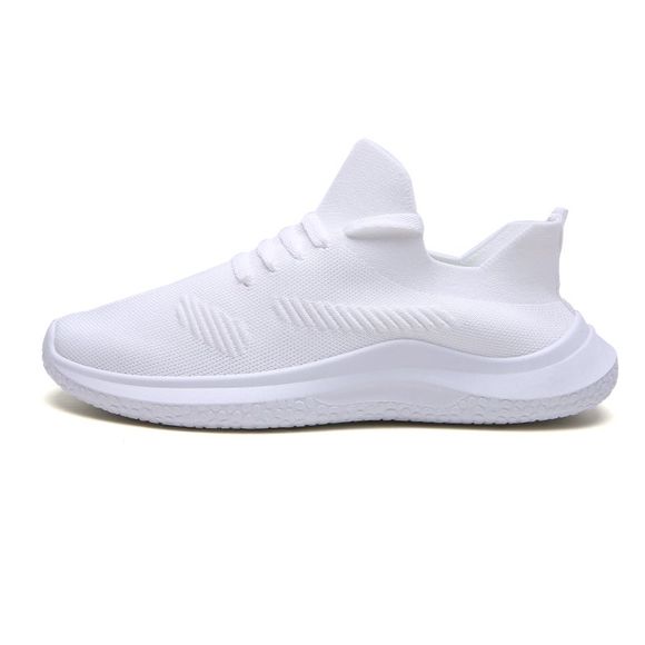Chaussures de sport décontractées pour hommes, chaussures tissées, respirantes et tendance, avec maille respirante, chaussures sauvages D901 - Blanc EU 42