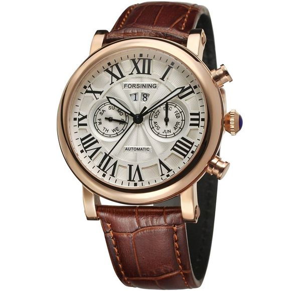 2019 nouvelle montre chronographe automatique en cuir avec bracelet en cuir - multicolor C 