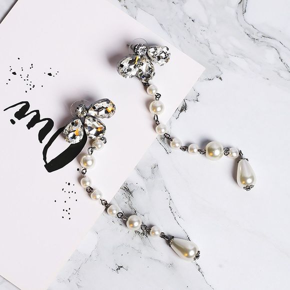Perle longue pendentif en cristal incrusté de perles de perles longues - Transparent 1 PAIR