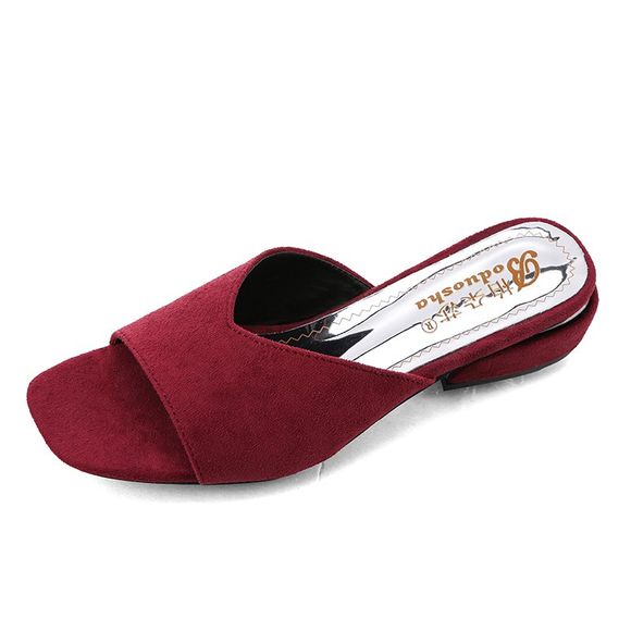 Sandales à talons bas à la mode pour femmes - Rouge Vineux EU 41