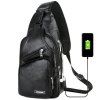 Sac d'hommes de coffre d'USB chargeant portatif le sac à bandoulière d'unité centrale de voyage de loisirs en plein air - Noir REGULAR