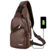 Sac d'hommes de coffre d'USB chargeant portatif le sac à bandoulière d'unité centrale de voyage de loisirs en plein air - Brun REGULAR