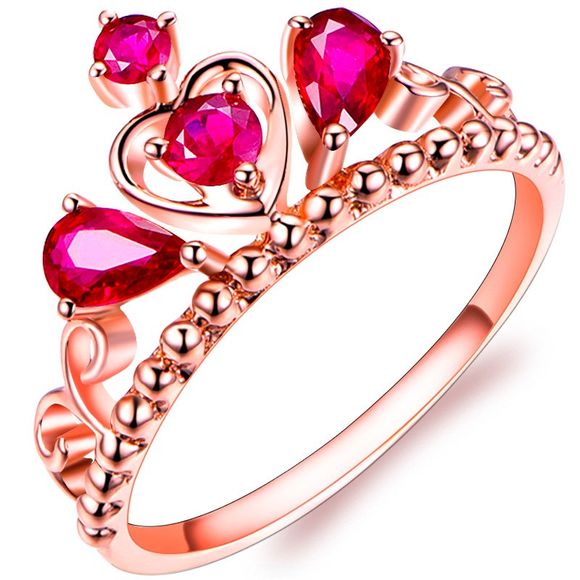 Cadeau de fête de fiançailles avec une couronne de rubis de luxe en or rose et rose - Or de Rose US 7