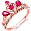 Cadeau de fête de fiançailles avec une couronne de rubis de luxe en or rose et rose - Or de Rose US 8