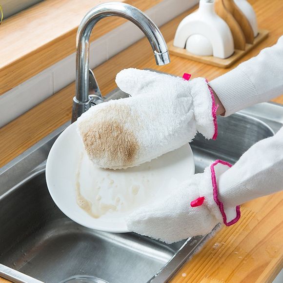 Gants de cuisine en fibre de bambou pour lave-vaisselle Paire de gants - Blanc Lait 1 PAIR