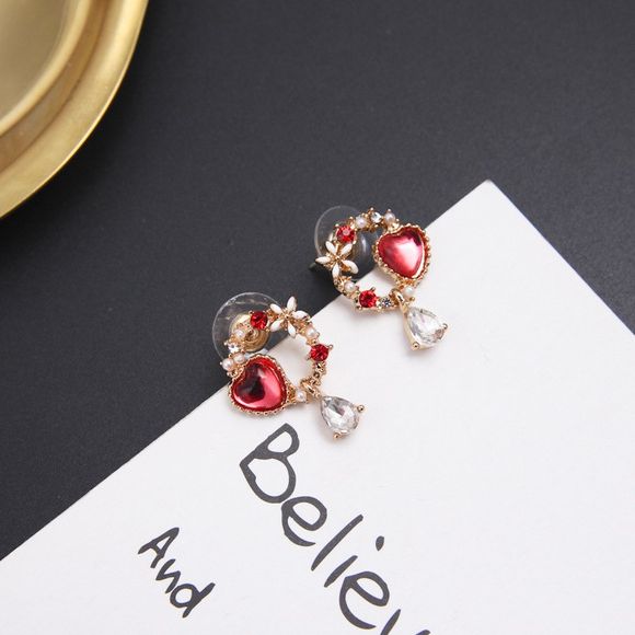 Boucles d'oreilles pendantes avec coeur en argent 925, motif jelly love - Rouge 1 PAIR