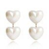 Boucles d  'oreilles en forme de coeur Big Pearl Sweet Heart Earrings à la mode femmes - Blanc 1 PAIR
