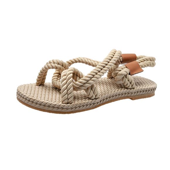Sandales plates simples à la mode pour femmes - Abricot EU 37