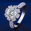 Cadeaux d'anneau de diamant plaqués par platine de luxe de couronne de reine de mode de couronne - Argent US 9