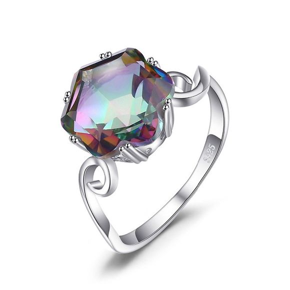 Bague de princesse en cristal avec pierres de luxe et bijoux arc-en-ciel - multicolor A US 9